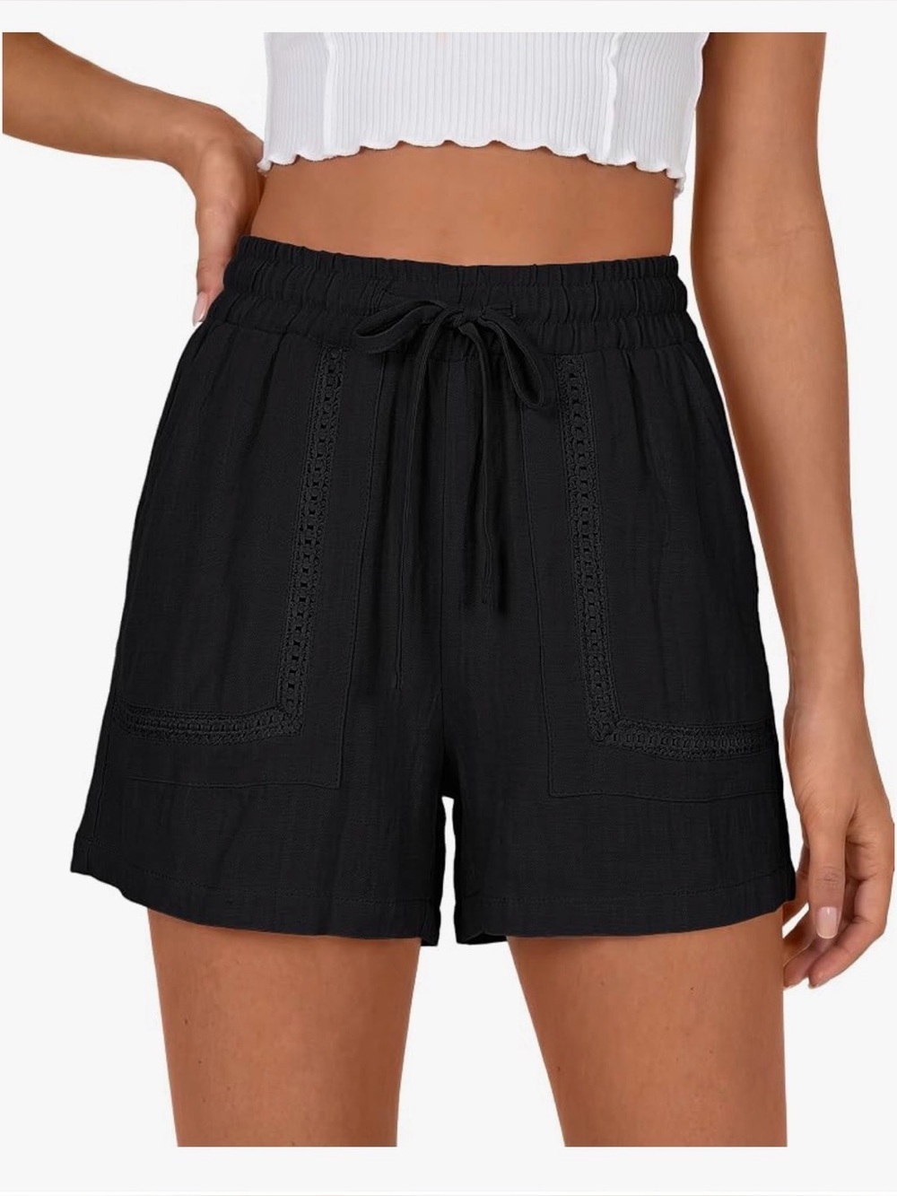 NWT Luvamia Black Linen Blend High Waisted Shorts XL